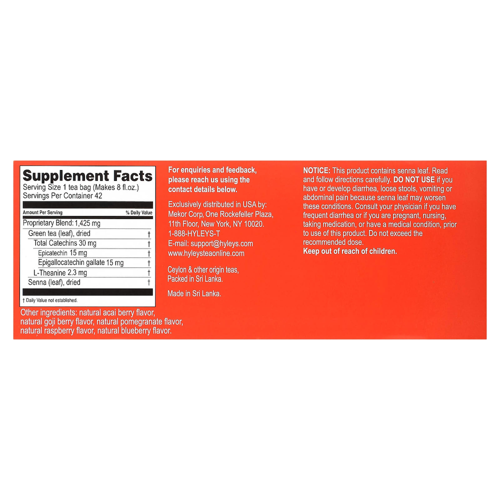 Hyleys Tea, Slim Tea, чайное ассорти, 42 чайных пакетика в фольгированных конвертах, 63 г (2,22 унции)