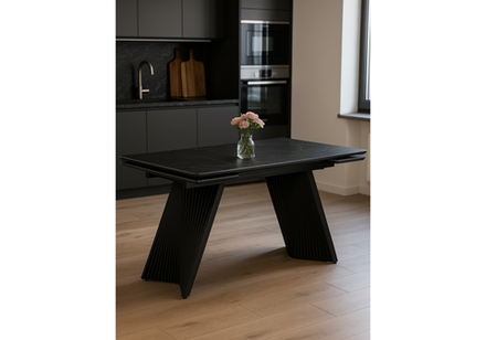 Керамический стол Woodville Вейв 140(200)х80 shakespeare black, черный