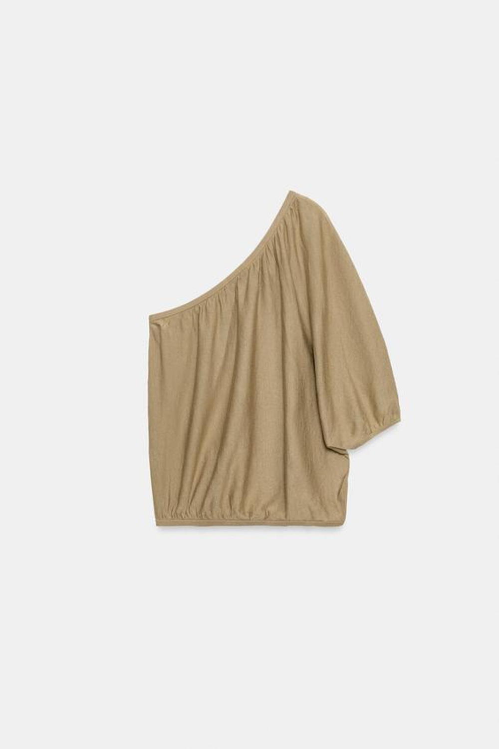 ZARA ТОП АСИММЕТРИЧНОГО КРОЯ, СВЕТЛО-БЕЖЕВЫЙ