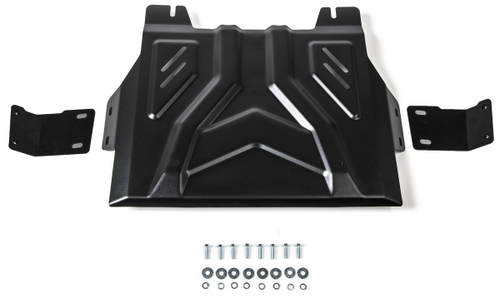 Защита РК Rival для Mitsubishi L200 V (V - 2.4D) 2015-2019 2018-н.в./Mitsubishi Pajero Sport III (V - 2.4D; 3.0) 2016-2021 2021-н.в., сталь 1.8 мм, с крепежом (устанавл-ся совместно с 111.4047.2), штампованная, 111.4048.2