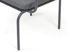 "Нуар" стул плетеный из роупа, каркас алюминий темно-серый (RAL7024) муар, роуп темно-серый круглый, ткань темно-серая 027