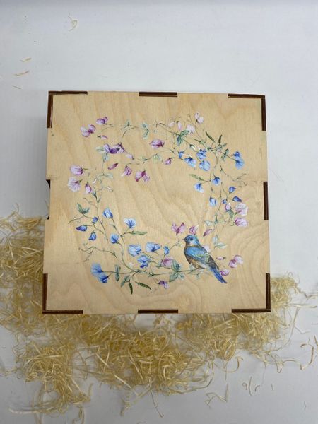 Коробка фанерная с печатью, симпл, 20*20*10 см