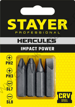 STAYER Hercules 36 мм, 4 шт, Биты для ударной отвертки (25667-S4)