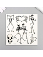 Переводные тату на тело чёрные «Скелеты», 10×10 см
