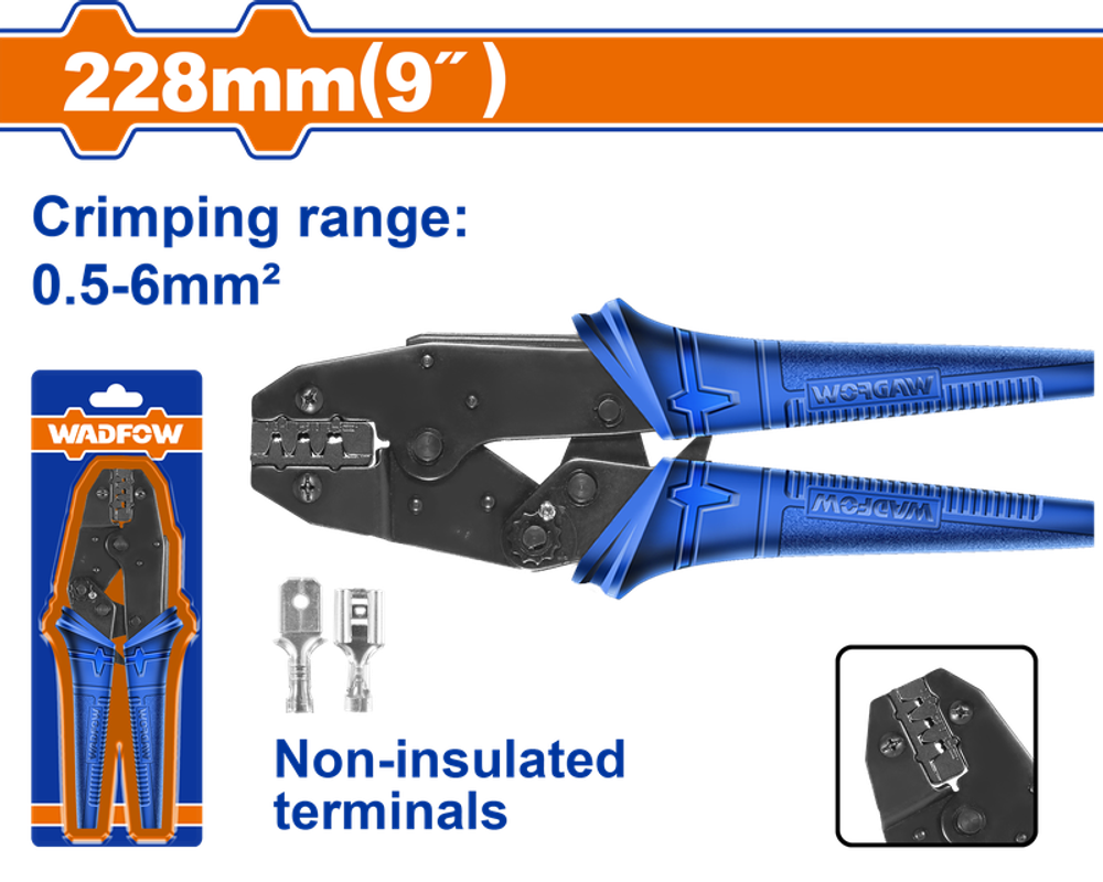 Клещи обжимные 0.5-6 мм2 228 мм (10/40) WADFOW WCP1609