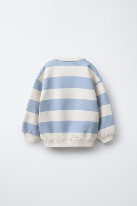 ZARA ТОЛСТОВКА В ПОЛОСКУ С ВЫШИВКОЙ MINNIE MOUSE © DISNEY, ГОЛУБОЙ