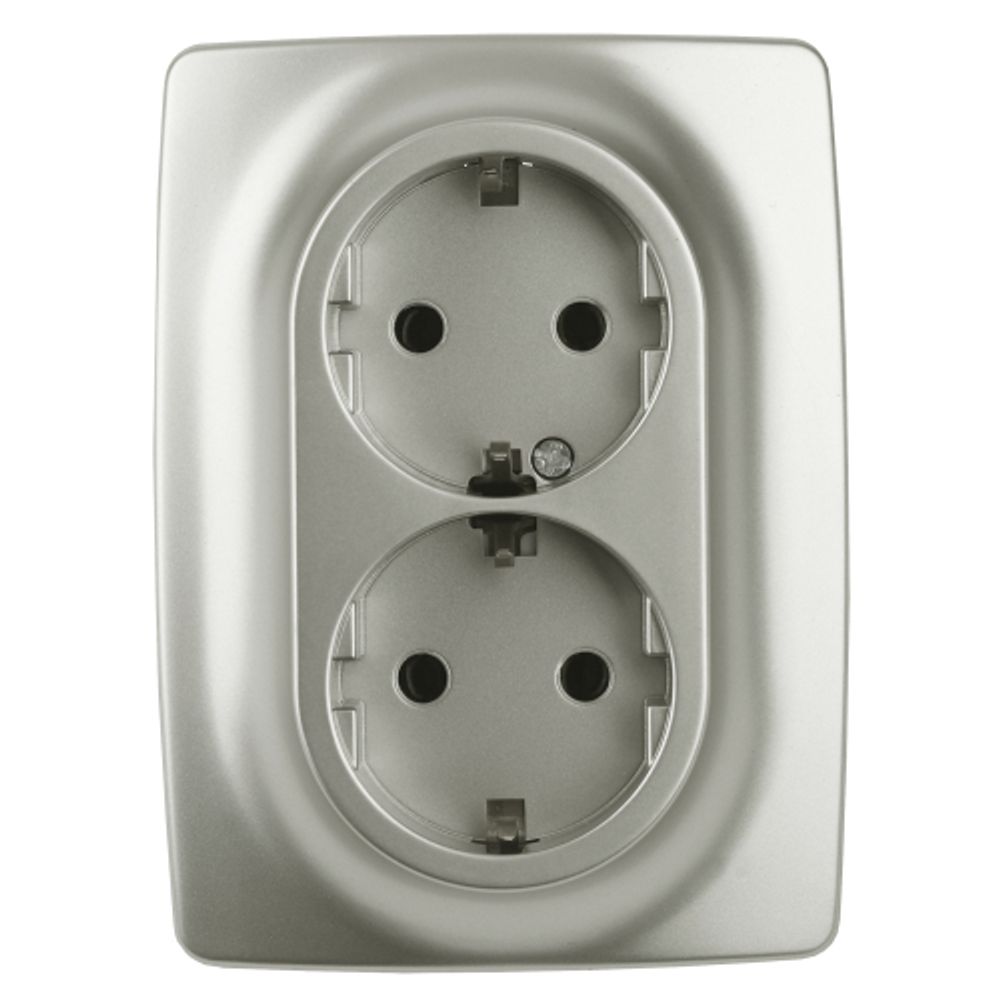 12-2108-15 ЭРА Розетка 2X2P+E Schuko со шторками, 16A-250В, IP20, Эра12, перламутр | Эра 12 Перламутр