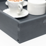 Столик поднос деревянный разборный 38х28 см, поднос декоративный для кухни Флоутард из массива сосны, столик для завтрака в постель, серый