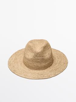 Massimo Dutti Шляпа из рафии, бежевый