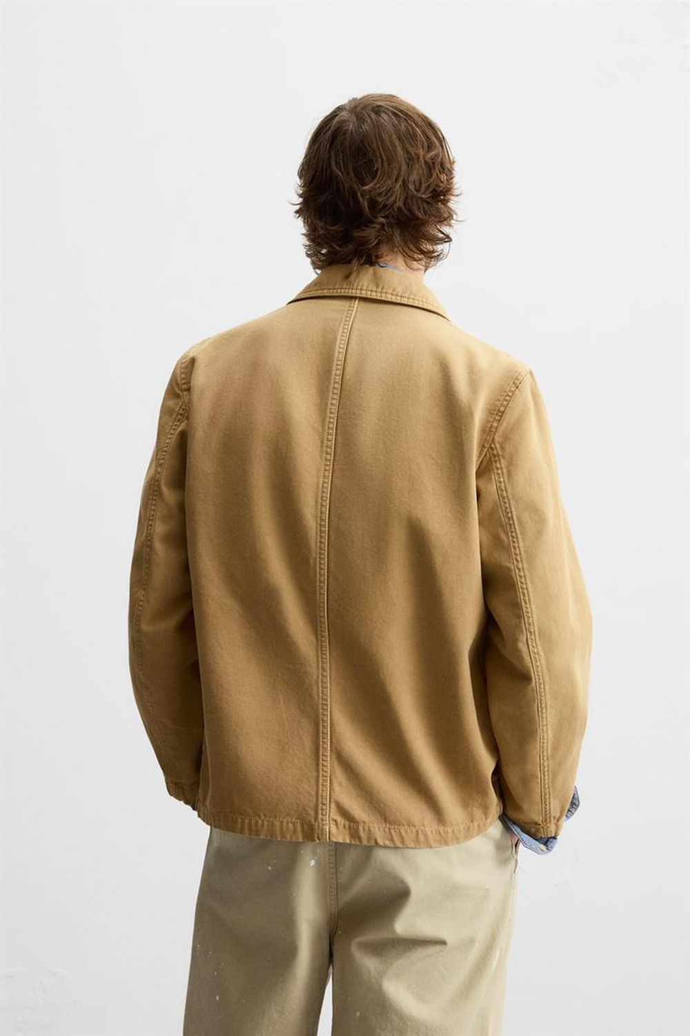 ZARA БЛЕЙЗЕР RELAXED FIT ИЗ ТКАНИ С ЭФФЕКТОМ ПОТЕРТОСТИ, ТАБАЧНЫЙ