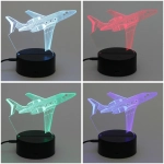 Светильник ночник «3D-Самолёт» на пластиковой подставке, с включателем USB