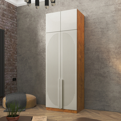 Шкаф Агератум МДФ двухсекционный с антресолью Лайн флай (0,27) А10029 матовая - Орех Экко 9459  100*60*260