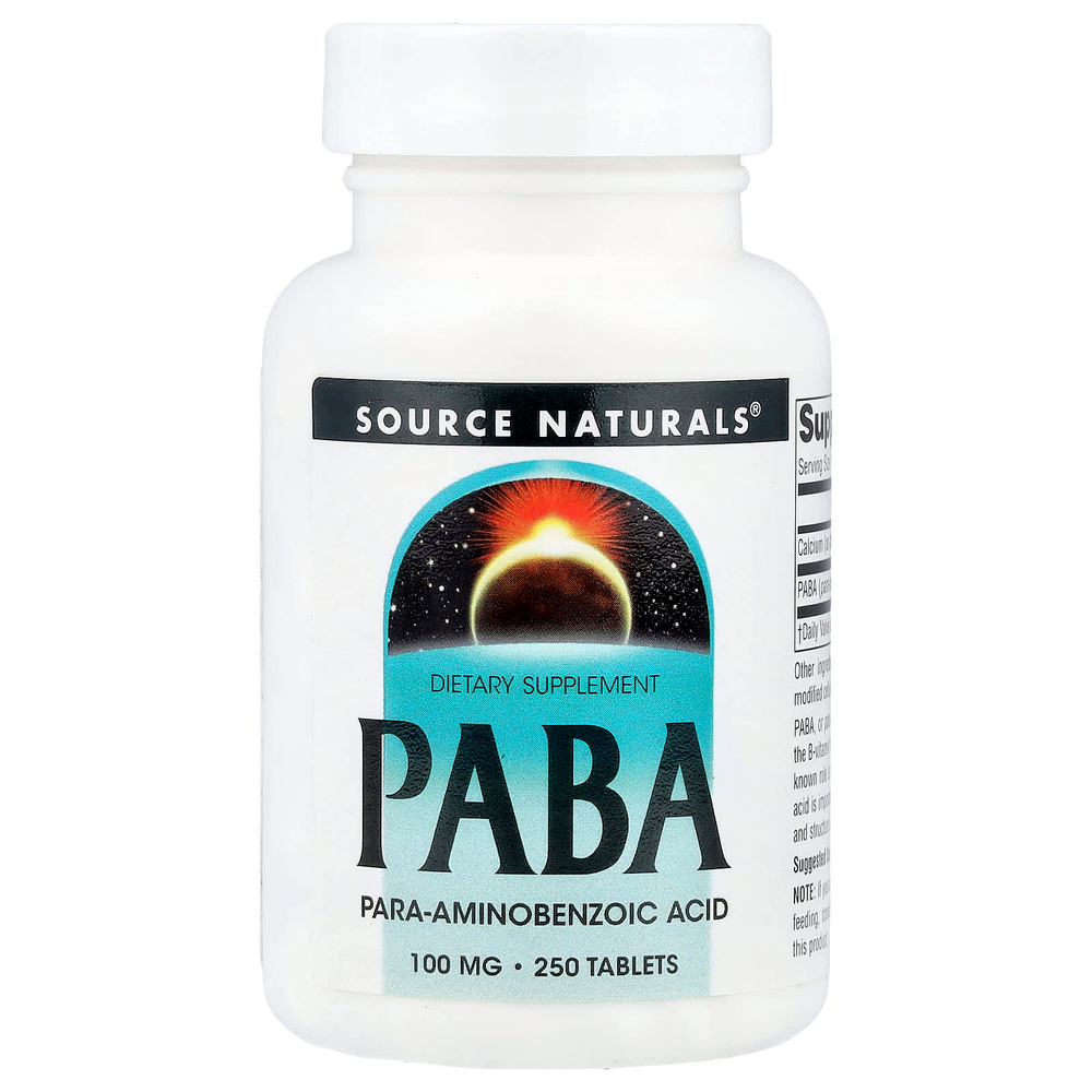 Source Naturals, ПАБК, 100 мг, 250 таблеток