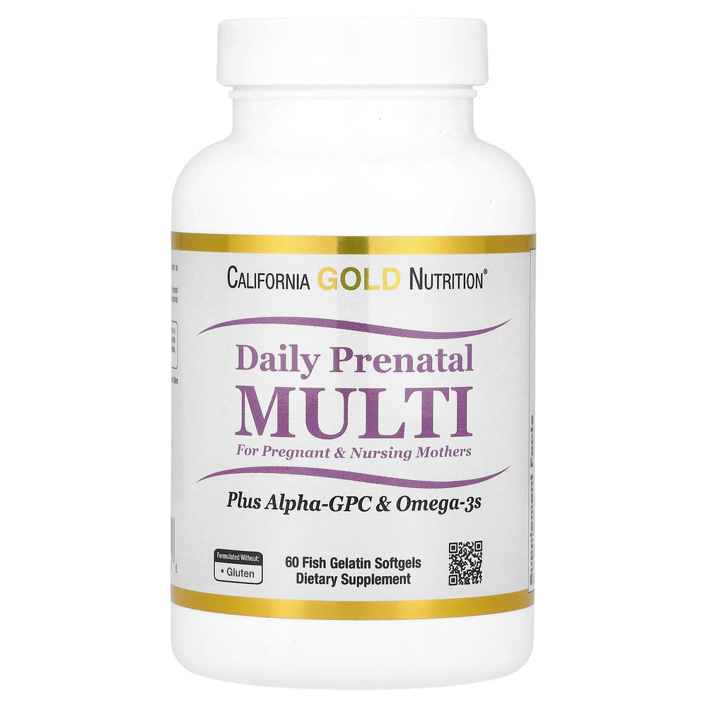California Gold Nutrition, Prenatal MultiVitamin, 60 капсул из рыбьего желатина