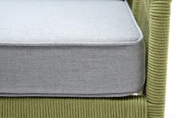 "Канны" кресло плетеное из роупа, каркас алюминий светло-серый (RAL7035) муар, роуп салатовый меланж круглый, ткань светло-серая