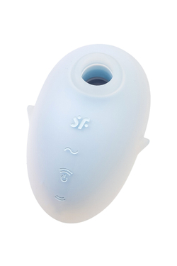 Вакуум-волновой стимулятор клитора с вибрацией Satisfyer Cutie Ghost, силикон, голубой, 9,1 см