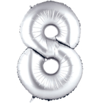 Шар фольгированный Цифра 8 66 см (Серебряный)