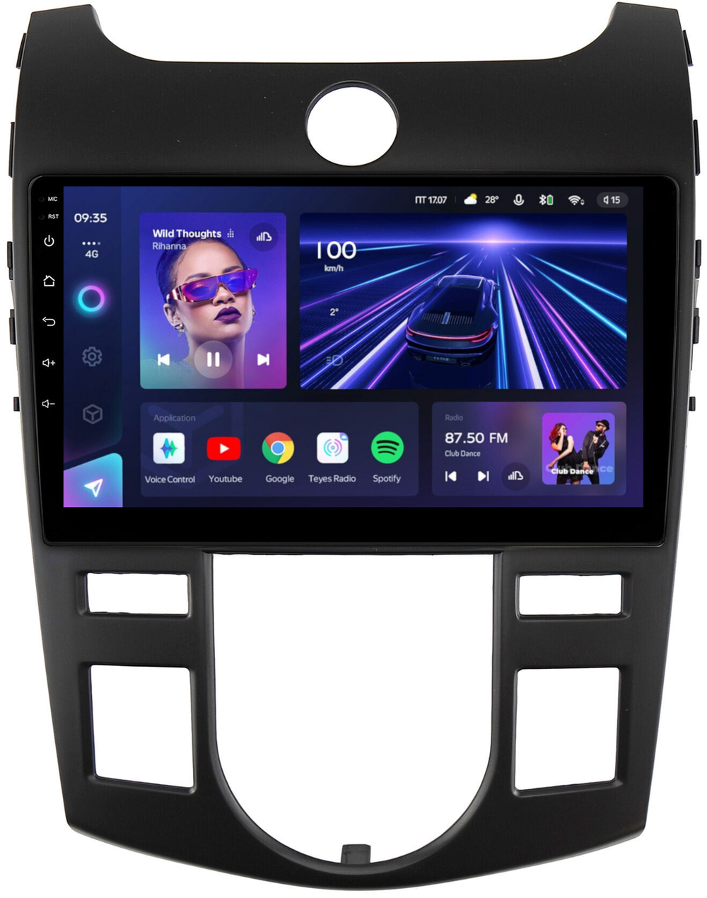 Магнитола для KIA Cerato 2 2008-2013 (климат, рамка черная) - Teyes CC3 на Android 10, QLED, ТОП процессор, 4Гб+32Гб, CarPlay, 4G SIM-слот