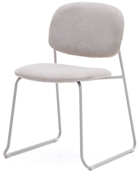 Стул Meli ткань бежевого цвета с бежевыми металлическими ножками Испания 