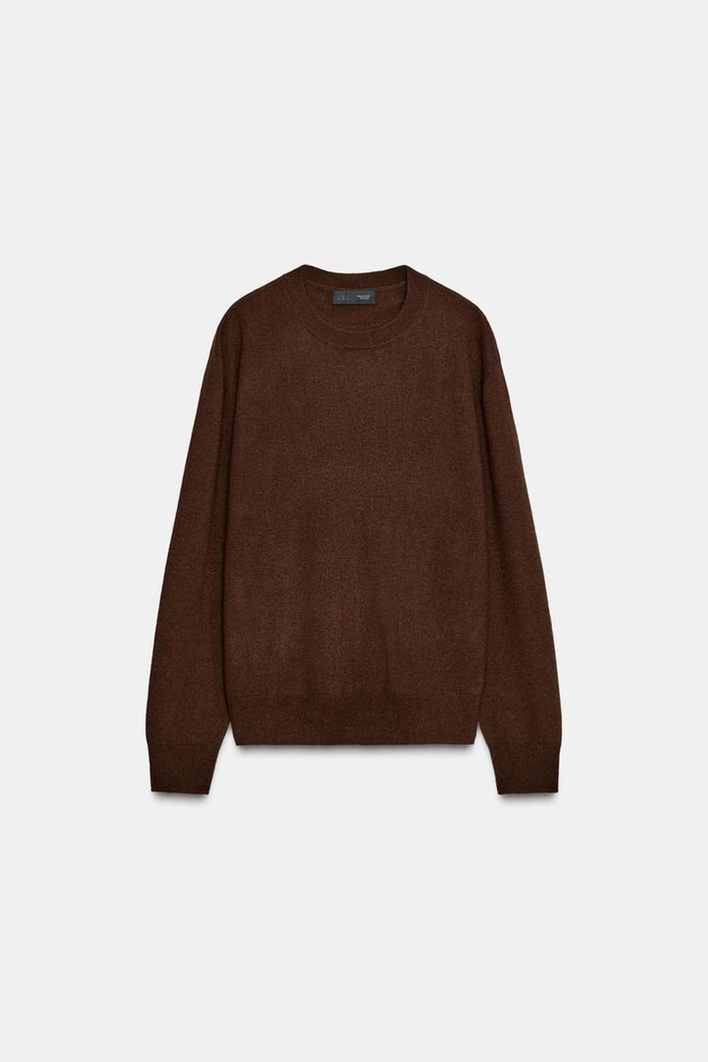 ZARA СВИТЕР ИЗ 100% ЭКСТРАМЯГКОЙ ШЕРСТИ, КОРИЧНЕВЫЙ