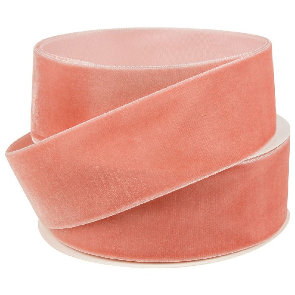 Лента декоративная (бархат) 40ммx10ярд (Пудровый)