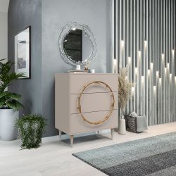 Комод Арт Колор matte Классик Голд с 3 ящиками Серый агат матовый