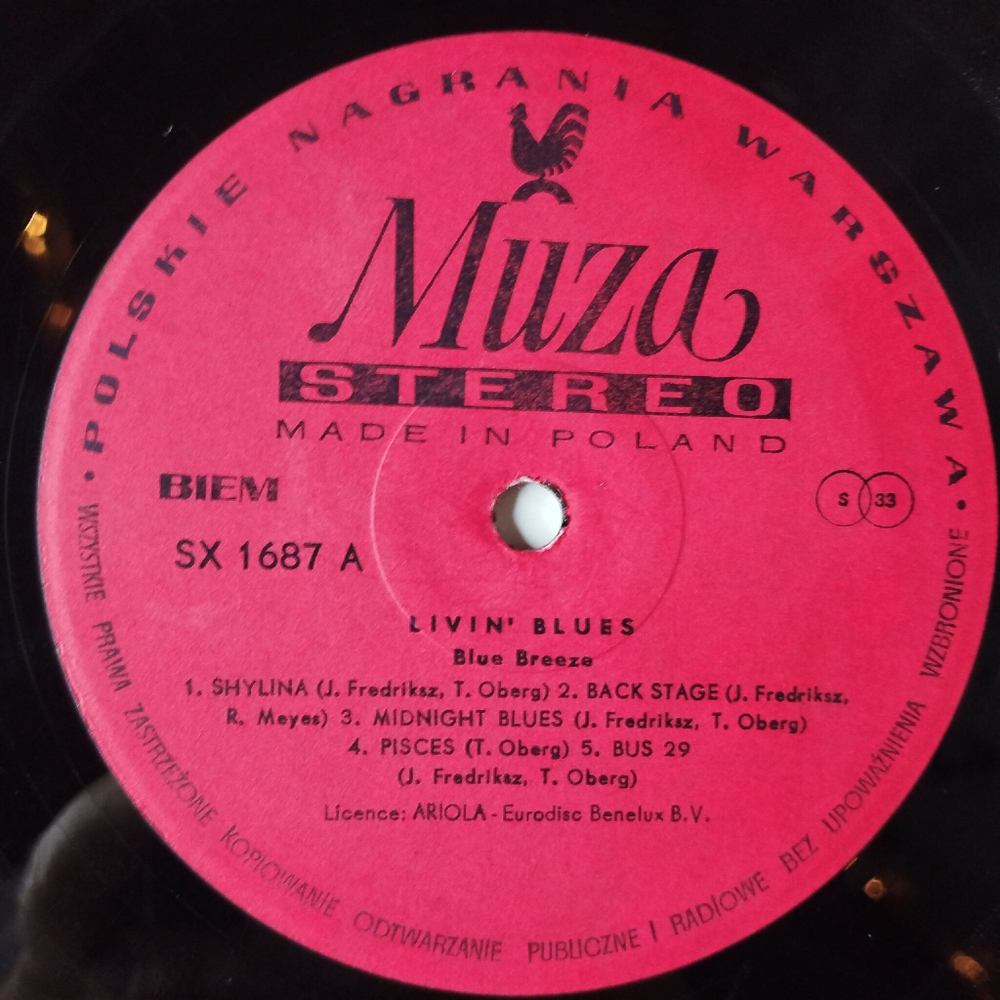 Винтажная виниловая пластинка LP Livin' Blues Blue Breeze (Польша 1978) Shylina