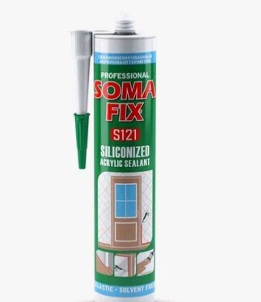 Герметик силиконизированный SOMA FIX  акрил. белый  310мл / S121 * НЕМОРОЗОСТ. от +5 С!