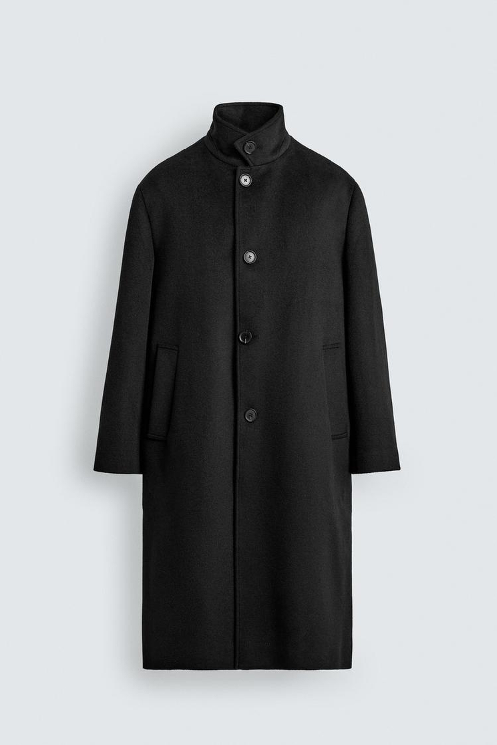 ZARA ПАЛЬТО ИЗ ШЕРСТИ, ЧЕРНЫЙ