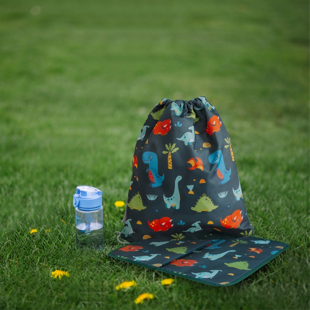 Мешок в садик 33х40, Динозавры принт (синий)
