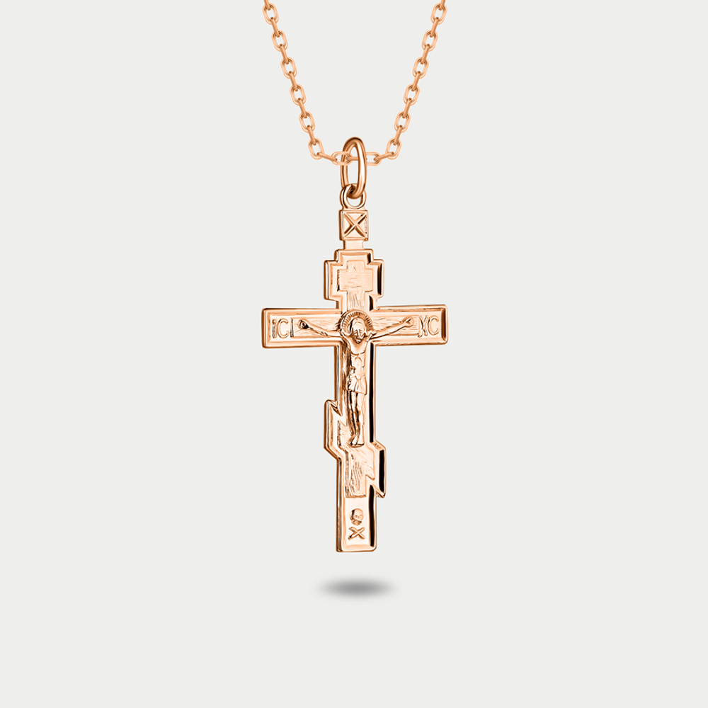 Крест женский православный из розового золота 585 пробы без вставок (арт. ПШ0085)