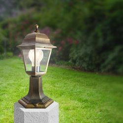 Садово-парковый светильник ЭРА НТУ 04-60-001 Оскар бронза 4 гранный напольный IP44 Е27 max60Вт | Садово-парковые светильники