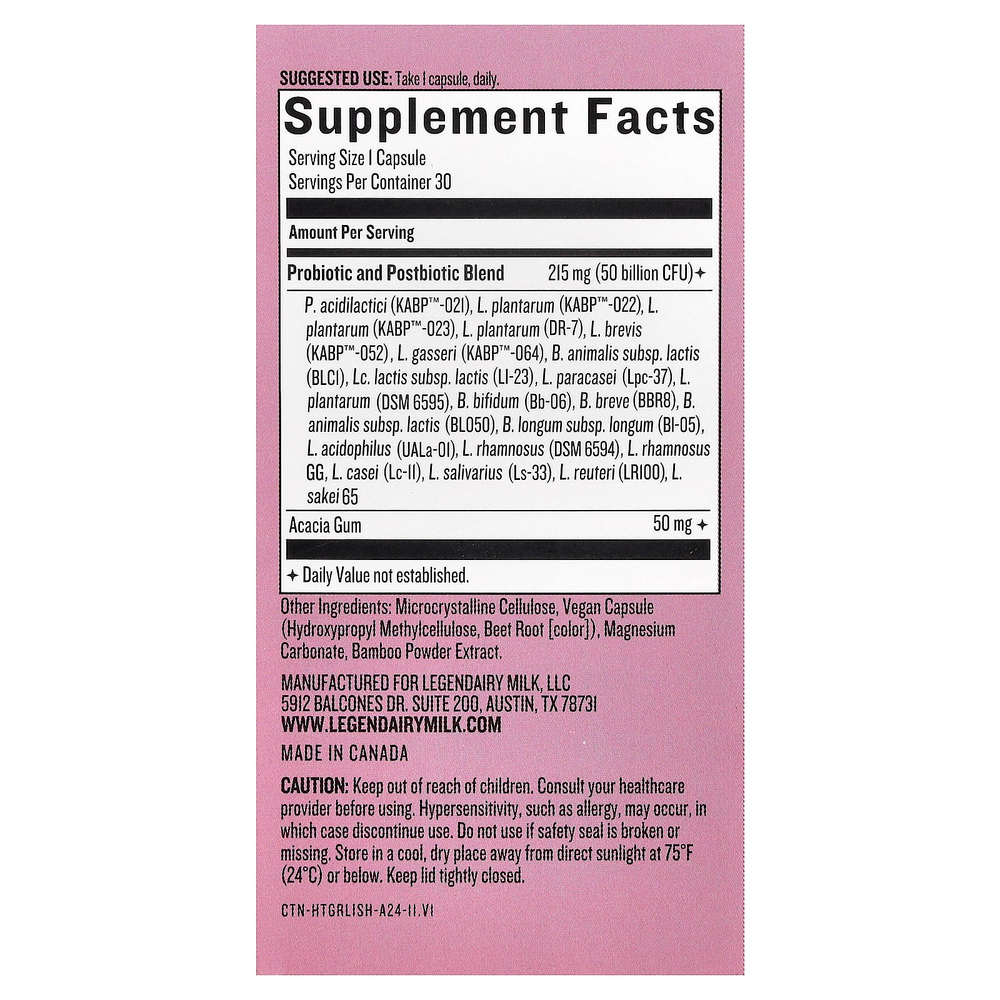 Legendairy Milk, Hot Girl Ish ™, пребиотик, пробиотик, постбиотик, 50 млрд КОЕ, 30 веганских капсул