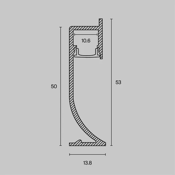 Алюминиевый профиль плинтус 53x14 (Серебро, 2 м), ALM-5314-S-2M Led Strip alm-5314-s-2m