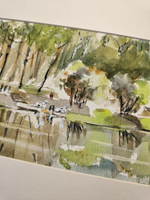 Картина авторская акварельная в паспарту 21х30 см на стену для интерьера "Верхний Царицынский пруд"