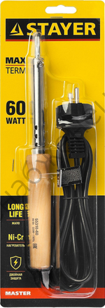 STAYER MAXTerm 60 Вт клин, Электропаяльник с деревянной рукояткой (55310-60)