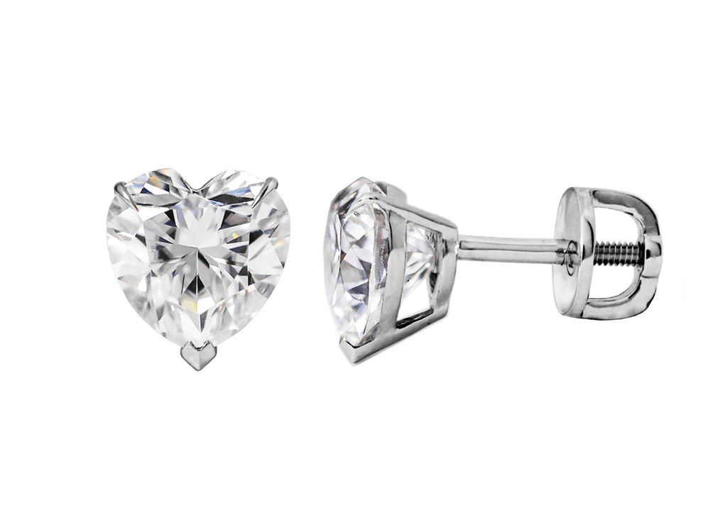 Пусеты с муассанитами огранки "Сердце" общей массой 2.4 ct