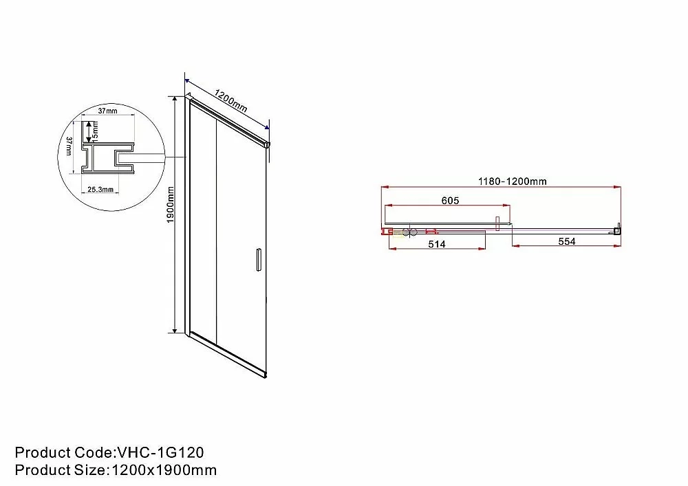 Душевой уголок Vincea Garda VSS-1G9012CLB 120x90 стекло прозрачное/профиль черный