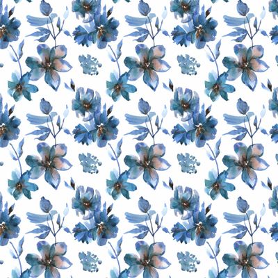 Синие цветы. Акварель