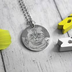 Кулон подвеска с гравировкой фотографии кота на заказ