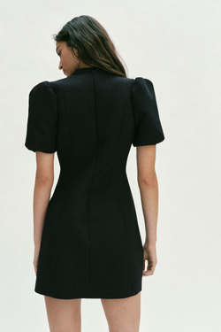 ZARA ПЛАТЬЕ С КОРОТКИМИ РУКАВАМИ «ФОНАРИК», ЧЕРНЫЙ