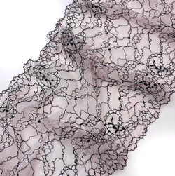 Кружево эластичное пудра/черный 22 см