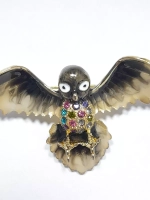 Брошь-кулон Сова коричневая