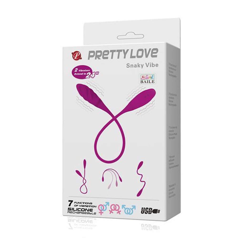 Двусторонний вибромассажер 60см на гибком стержне Baile Snaky Vibe BI-014327-1
