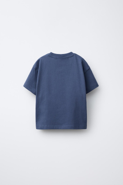 ZARA ФУТБОЛКА С ПРИНТОМ, МОРСКОЙ СИНИЙ