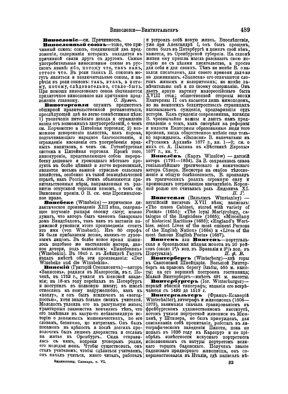 Энциклопедический словарь Брокгауза и Ефрона. Том VI А. Винословие - Волан | Нет автора