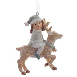 GAEM Фигурка декоративная "Девочка на олене", L7 W3,5 H8 см, 2в.