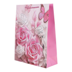 Пакет подарочный "Цветы" 30*39*11см,глитт,3Dэл,ручки-шнурок,4 цв.