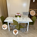 Большой кухонный стол "МАКСИ" Итальянский мрамор и стулья "ЛОРД" 4 шт.