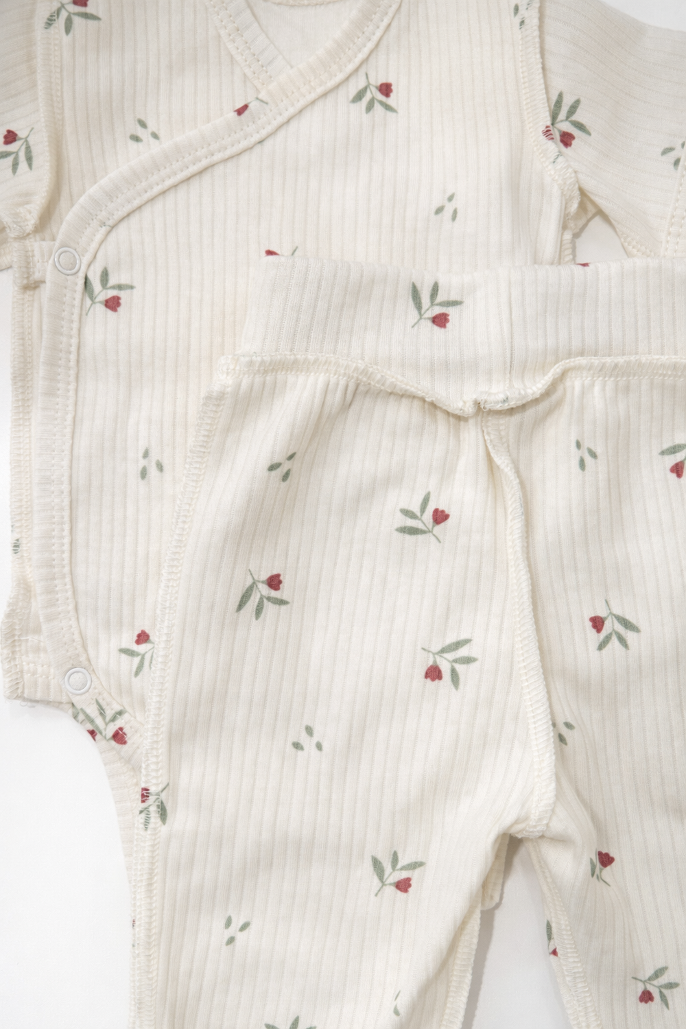 Боди кр.рукав и штанишки в рубчик, Цветы